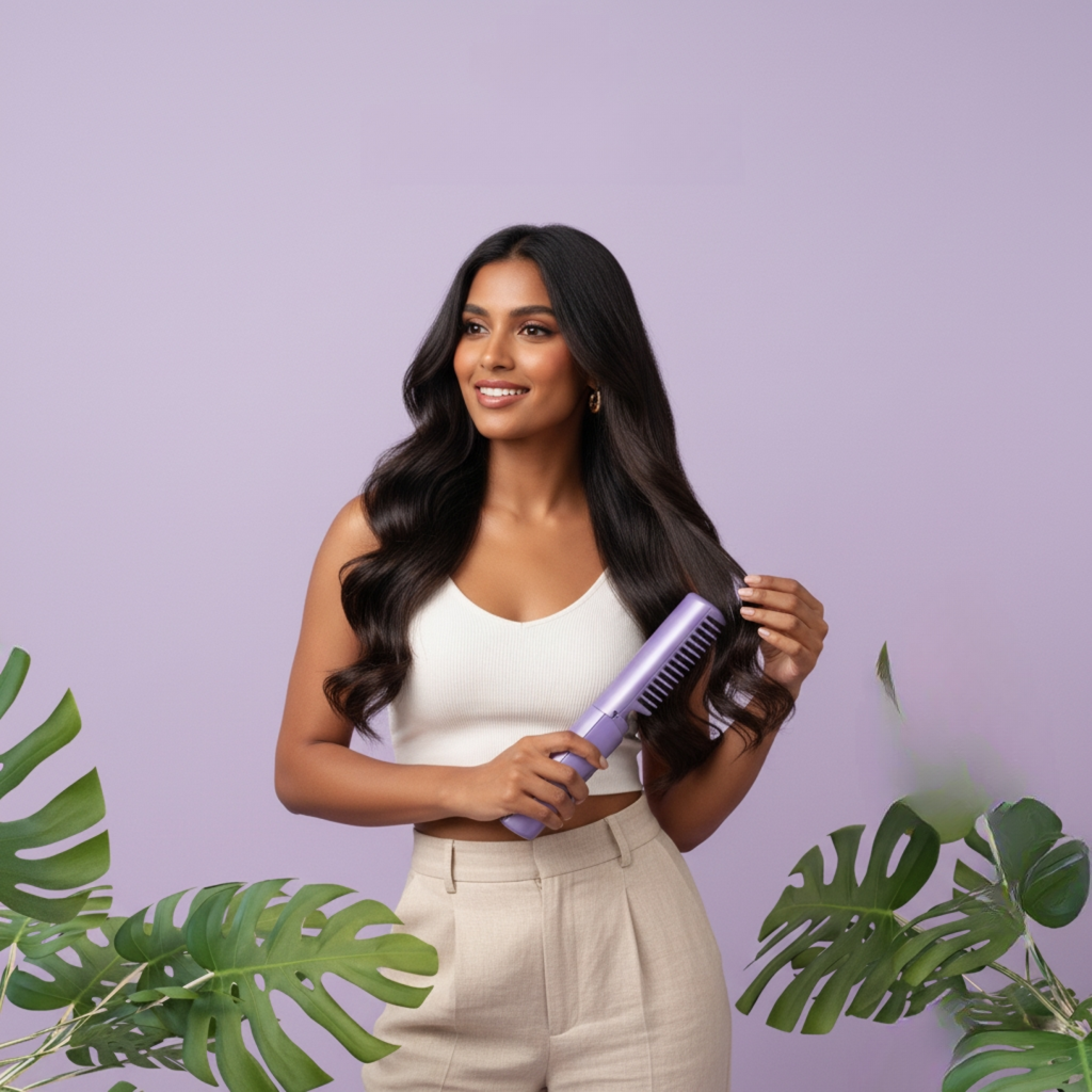 Meneflix Portable Mini Hair Straightener Cordless Rechargeable Mini Adjustable Hair Straightener Hot Comb