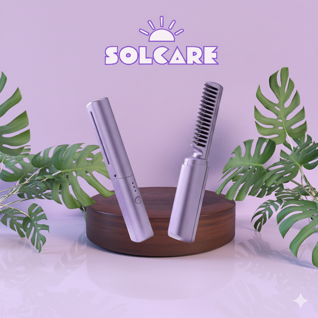 Meneflix Portable Mini Hair Straightener Cordless Rechargeable Mini Adjustable Hair Straightener Hot Comb